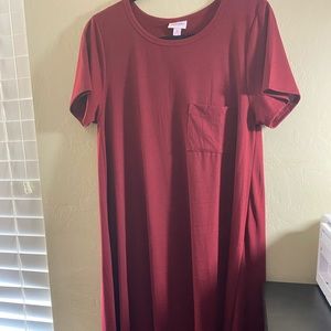 Lularoe EUC Solid Dark Red Carly-Medium